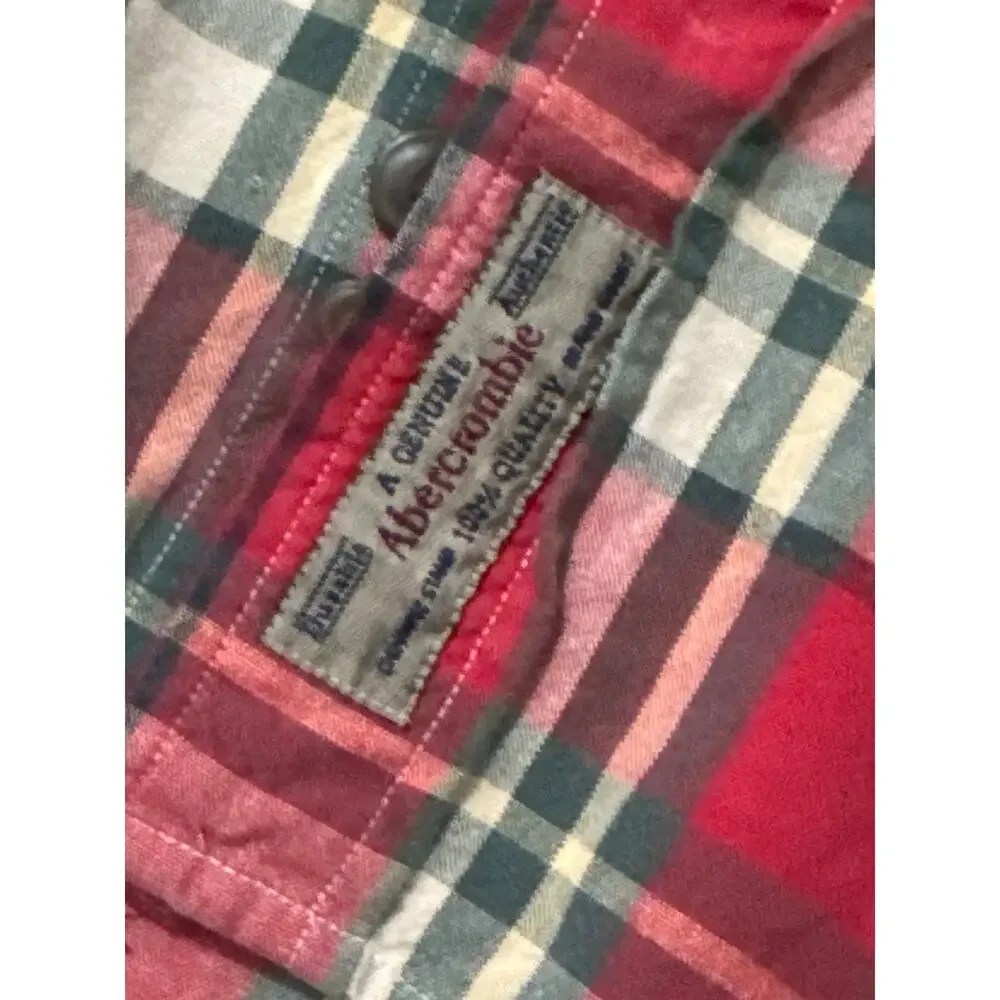 Vintage Abercrombie Fitch Big Shirt Button Down Plaid Mens Medium Red Country